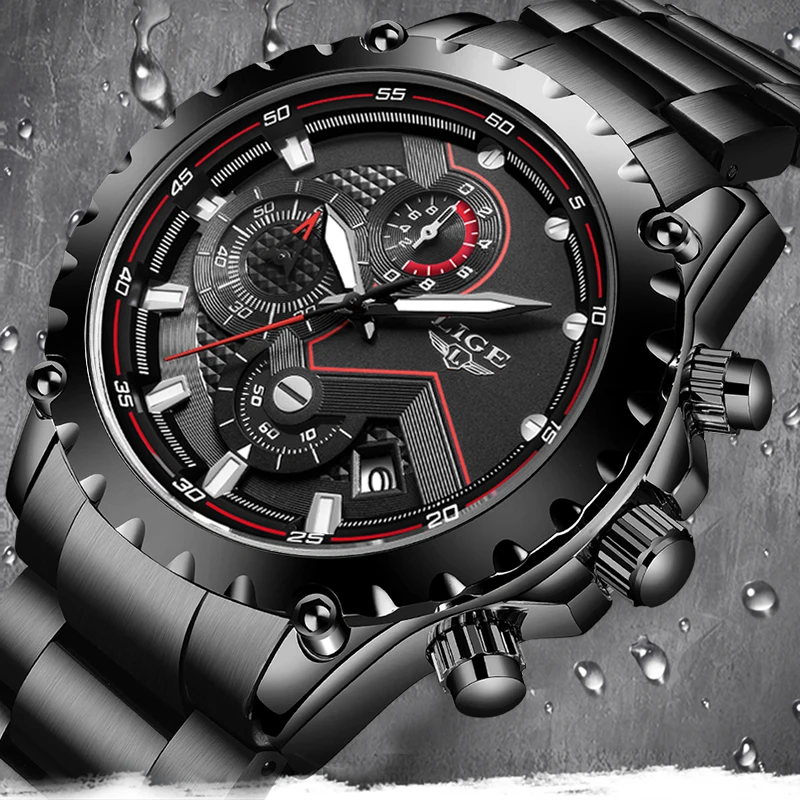 Фото LIGE мужские часы Топ люксовый бренд модные водонепроницаемые кварцевые из