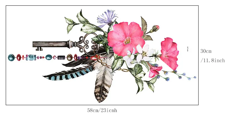 Часы акварельные декоративные стикеры романтический цветок бабочка настенные