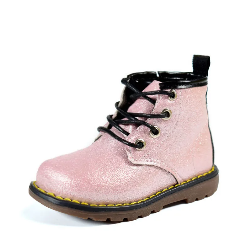 004 Pink AOGT/детские ботинки из искусственной кожи; водонепроницаемые ботинки martin; сезон осень-зима; модные детские ботинки; Брендовая обувь для мальчиков и девочек; резиновые сапоги - Цвет: 004 Pink