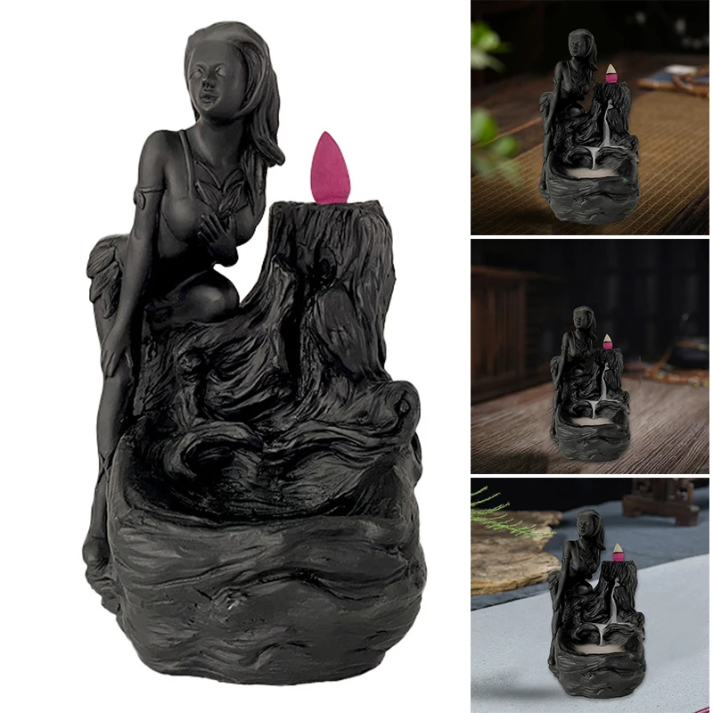 

Resin Backflow Incense Burner Handmade Aromatherapy Holder Creative Ornament for Living Room Bedroom Office 66CY