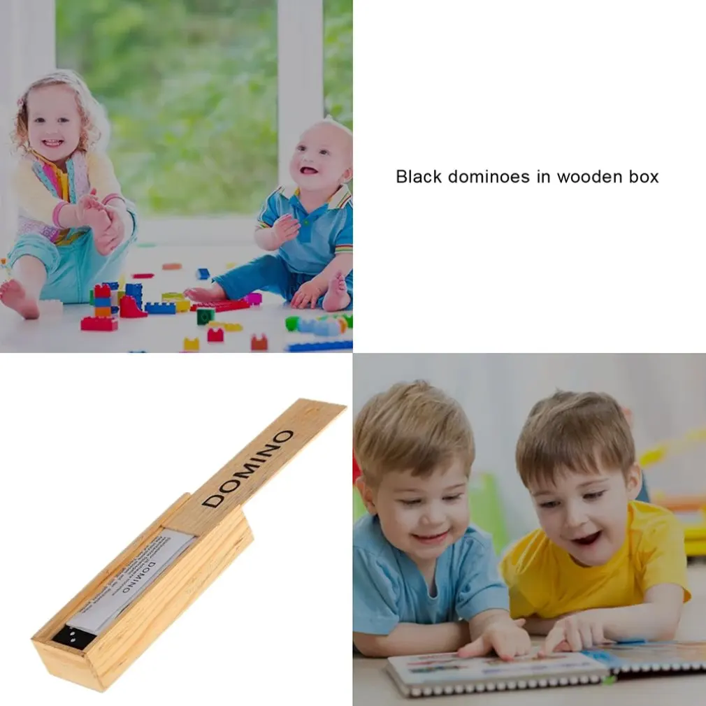 

Children wooden box domino toy traditional classic children 28 domino children fun dominoes in wooden box