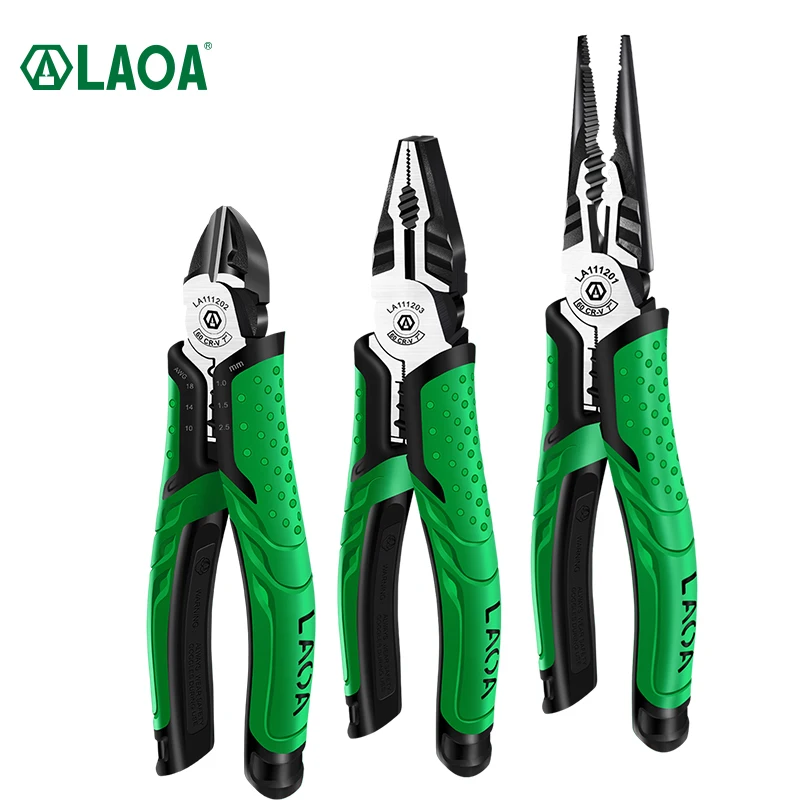 

LAOA Wire Cutters Industrial Grade Hand Pliers Household Sets Multifunctional 7 inch Electrician Long Nose Diagonal Pliers