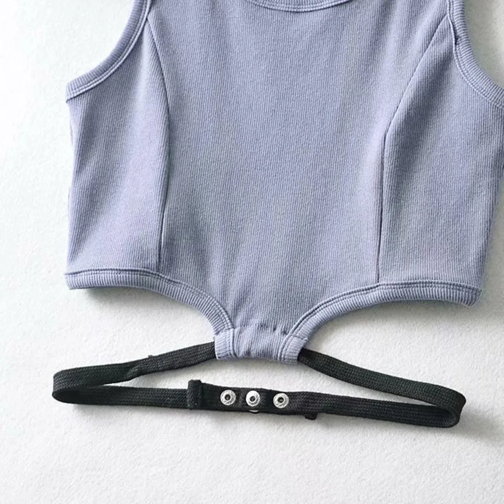 

Girl's Summer Hot Style Knitted Slim Sleeveless Sexy Hollow Out Tank Top