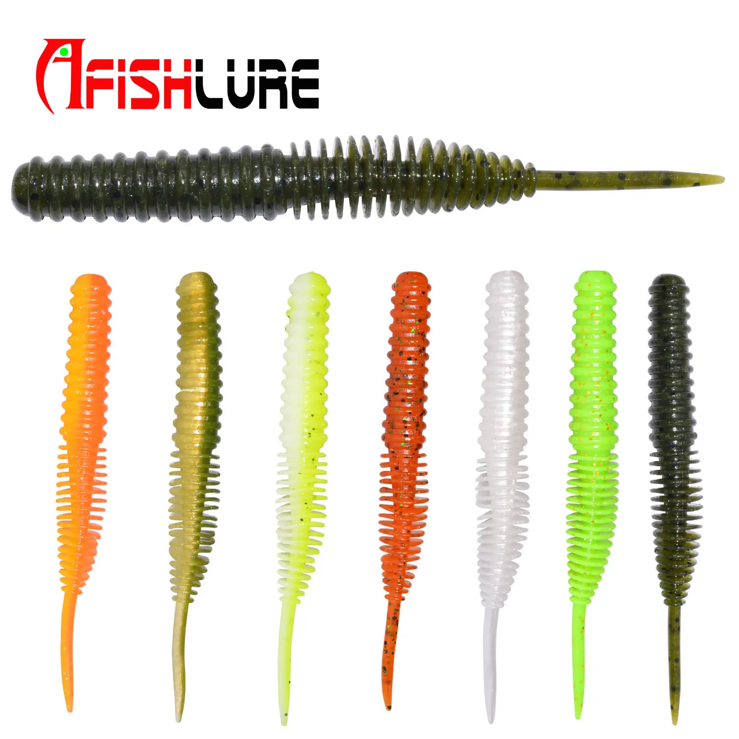 

Afishlure Soft Lure Fishing Baits Maggots 100mm 4.5g Artificial Bait Worms Texas Rig