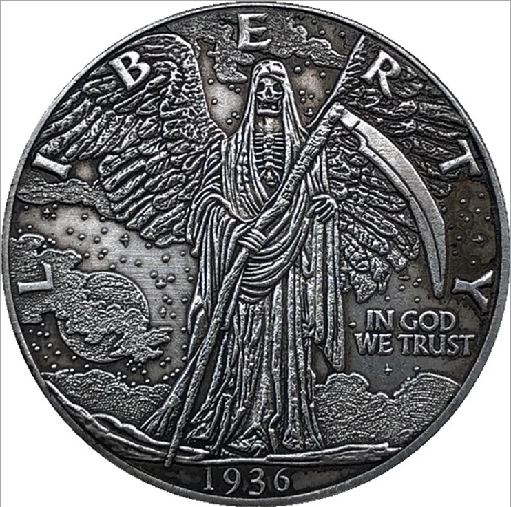 

1936 vintage coin grim reaper coin gift sickle grim reaper coin souvenir lucky coin