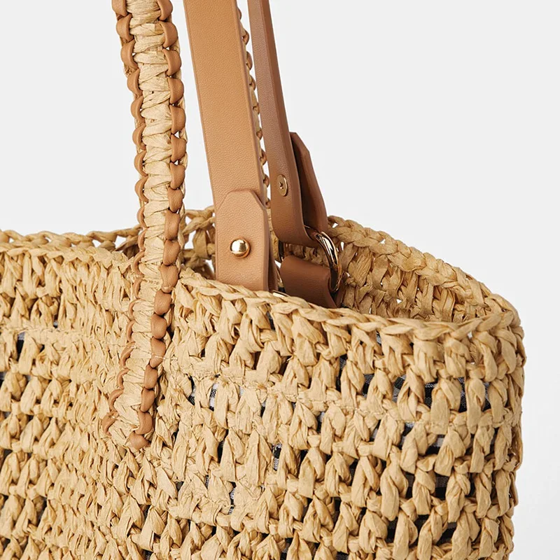 Designer Large Capacity Straw Bags for Women 2021 Wicker Woven Rattan Bag Handbag Tote Shoulder Bags Bali Beach Women Bag Purse