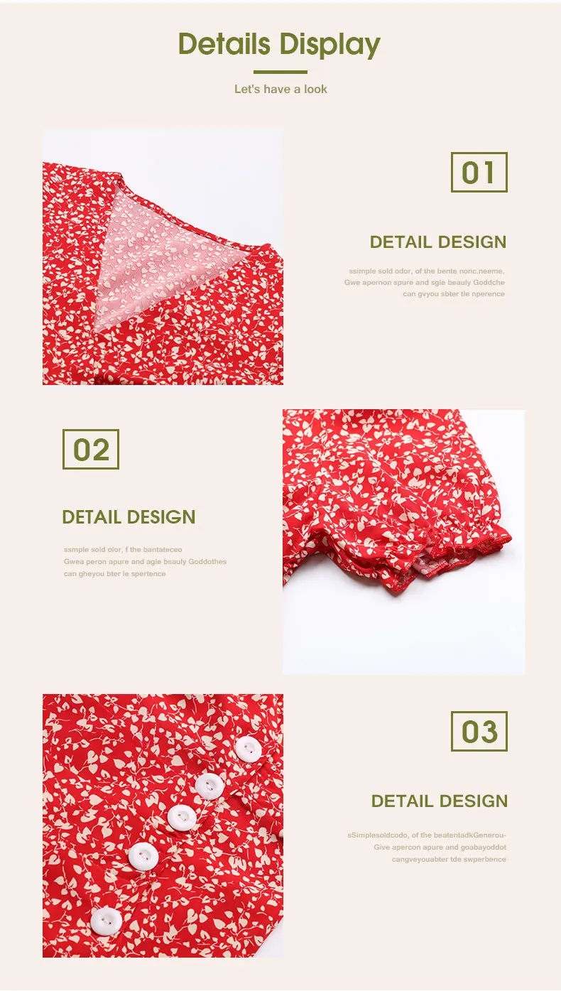

Summer Floral Print Dress Women Ruffle Short Sleeve Slim V-Neck irregular Red Flower Midi Evening Elegant Party Vintage Dresses