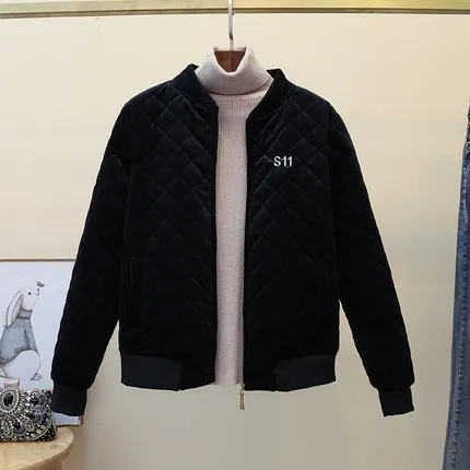 Женская куртка новинка 2019 весна осень зима тонкая золотая Вельветовая бомбер