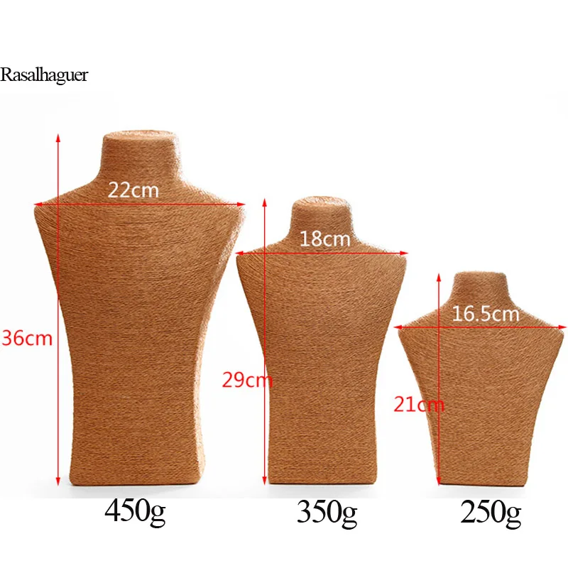 High Quality S/M/L Hemp Rope PVC Jewelry Pendants Woman Rope Mannequin Necklaces Bust Stand Bust Jewelry Display  Shelf Holder