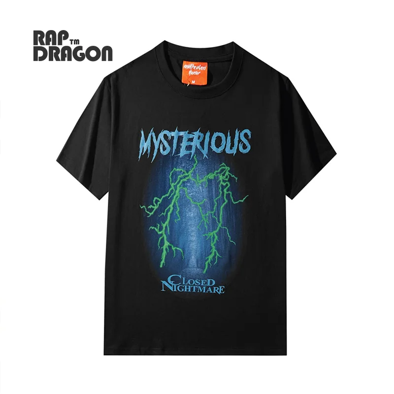 

Men Streetwear Hip Hop T-shirt Harajuku Lightning Graphic Print Tshirt Cotton Loose Top 2021 Summer Round Neck Short Sleeve Tee