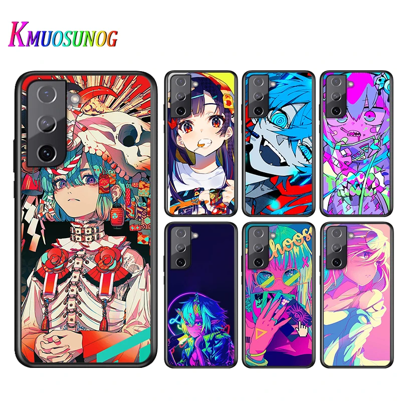 

Neon Oni Girl Anime For Samsung Galaxy S21 S10 S10E S19 S8 S7 S6 Note 20 10 9 8 Plus Pro Edge Ultra Soft Phone Case