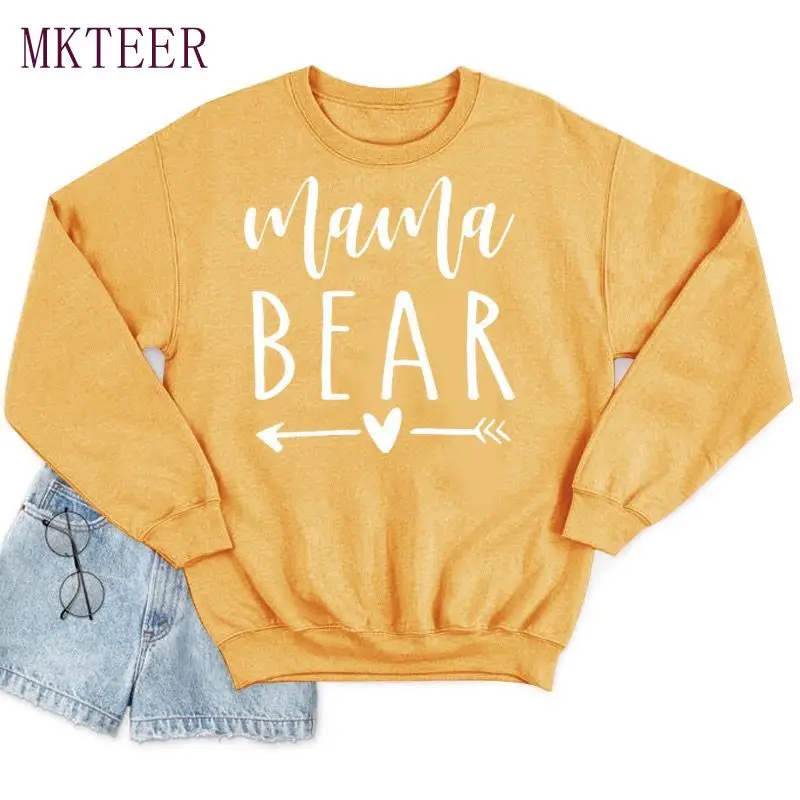 

Mama Bear Autumn 2021 Women's Clothing Casual Hipster Long Sleeve Top Female Sweatshirt Streetwear Aesthetic Ulzzang Blouses 90s