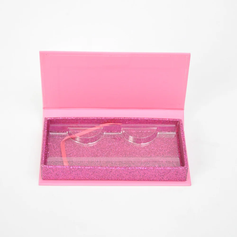 

Wholesale eyelash packaging box lash boxes package custom rectangle magnetic glitter pink mink lashes makeup storage case vendor