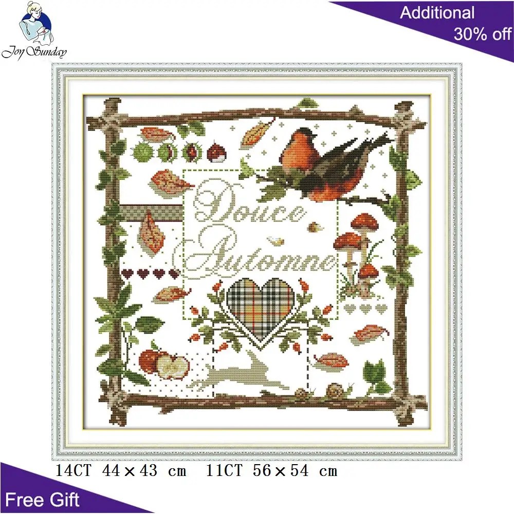 Joy Sunday Spring Birds Butterflies Over Flowers In Birch Sparrow Autumn Swallow D721D722D728D729D731 Cross Stitch |