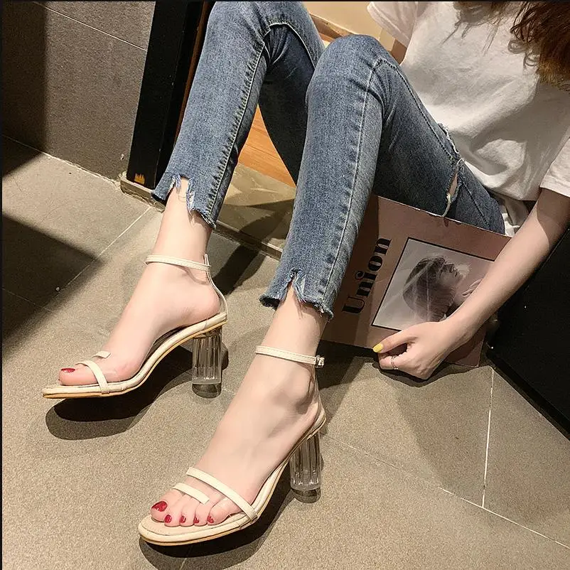 

Crystal heel woman sandal transparent summer high heel women's shoes 2019 new gentle wind sexy women's shoes zapatos de mujer