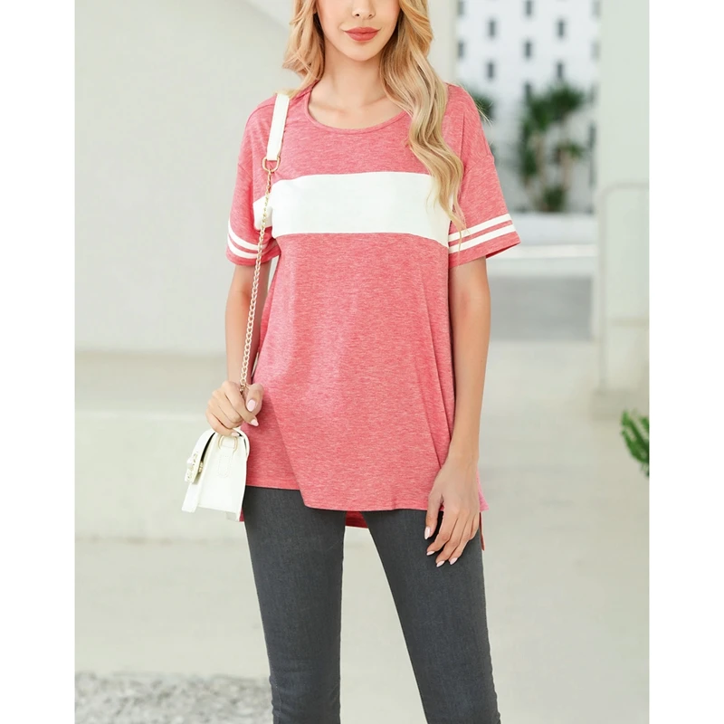 Женская модная повседневная футболка с круглой горловиной и Цвет одинаковая