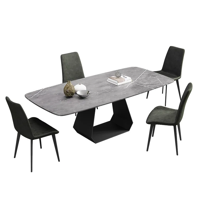 

Rock plate carbon steel light luxury home dining table