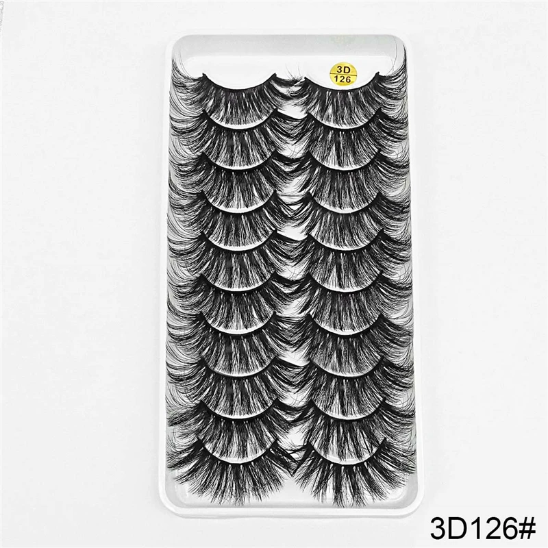 SEXYSHEEP; 10 пар в комплекте; носки для 3D искусственной норковые ресницы натуральные длинные накладные ресницы объем Накладные ресницы макияж расширение ресницы «maquiagem» - Color: 3D-126
