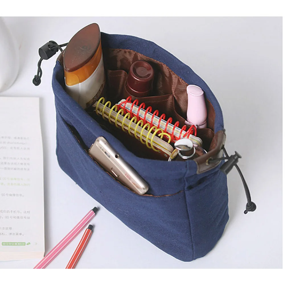 

Newly Women Cosmetic Bag Canvas Organizer Bag Home Room Desktop Organizer Bag With Insert Makeup Travel Storage