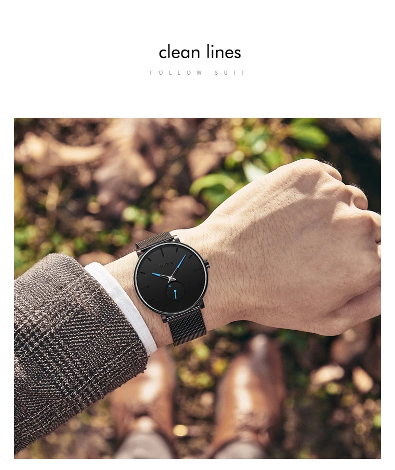 Reloj Hombre BIDEN Top Brand Luxury Men Watches Waterproof Ultra Thin Date Wrist Watch Male Mesh Strap Casual Quartz Clock