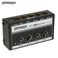 ammoon mh400 ultra low noise 4 channel line mixer mini audio mixer with 14 inch ts inputs output volume control for guitar