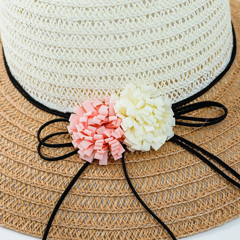 Женская пляжная соломенная шляпа летняя дышащая складная с цветами модная