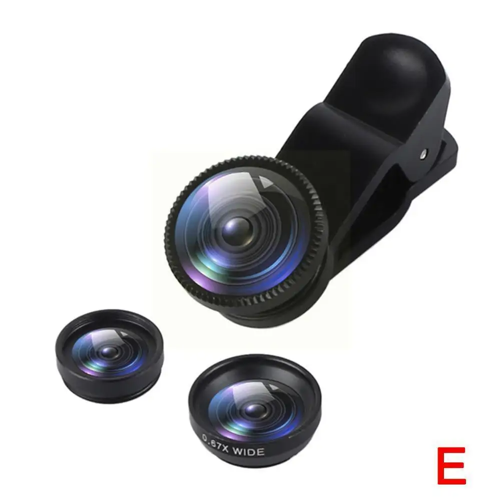 

3-in-1 Wide Angle Macro Fisheye Lens Camera Kits Mobile Lenses 0.67x Cell Eye For Phone Clip with Phone Phones All Fish V5T8