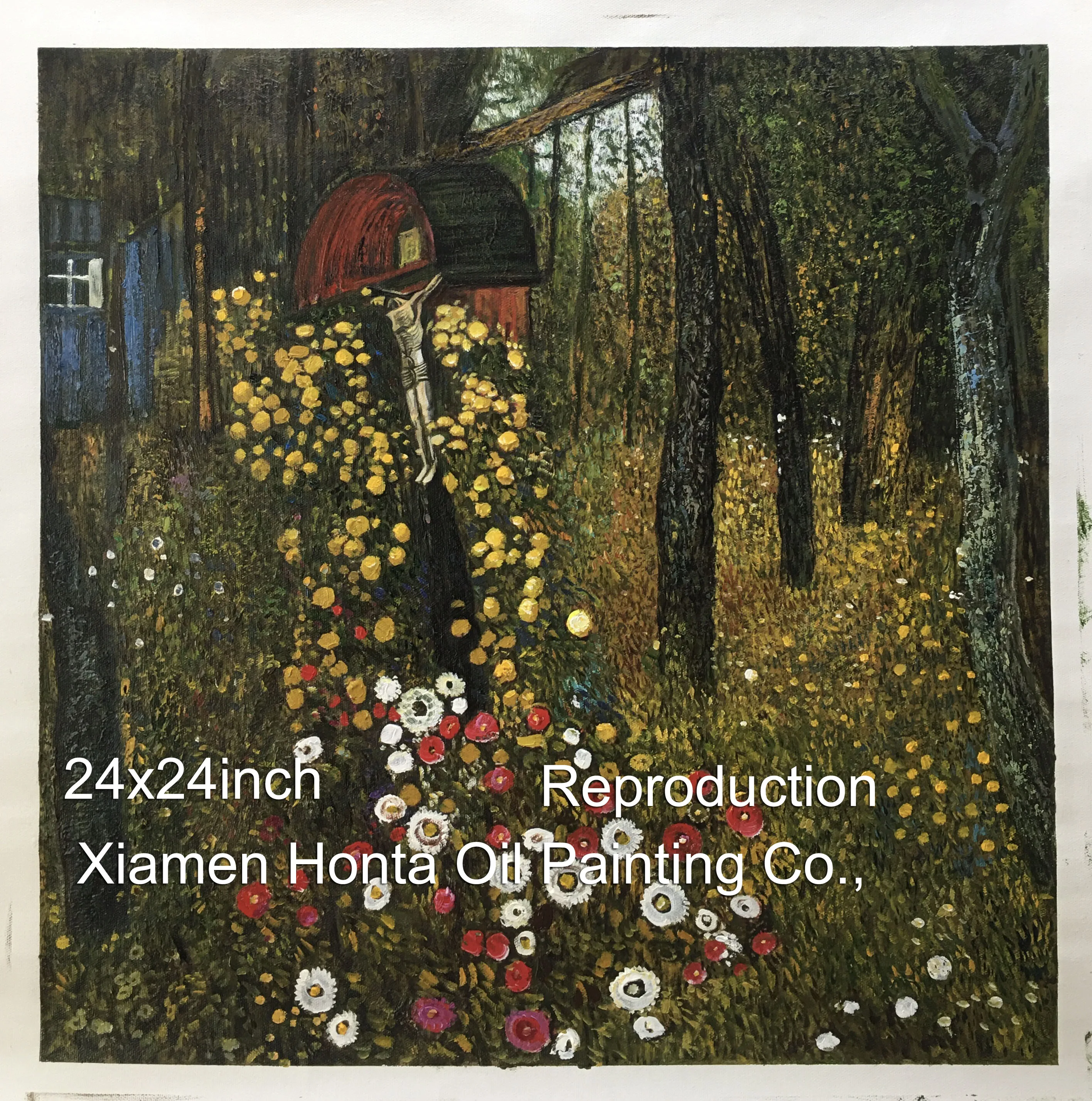 100% картина маслом ручной работы на льняном холсте Коттедж с распятием Густава