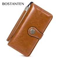 bostanten women wallet pu leather ladies long snap closure credit card holder purse wallet for women
