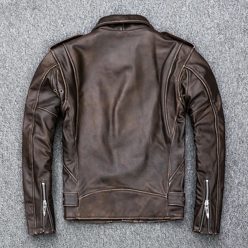 Мужская куртка из натуральной коровьей кожи в винтажном стиле Куртки сезон