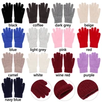 2021 winter warm knitted woolen outdoor gloves elastic full finger gloves warm thick cycling driving fashion women men