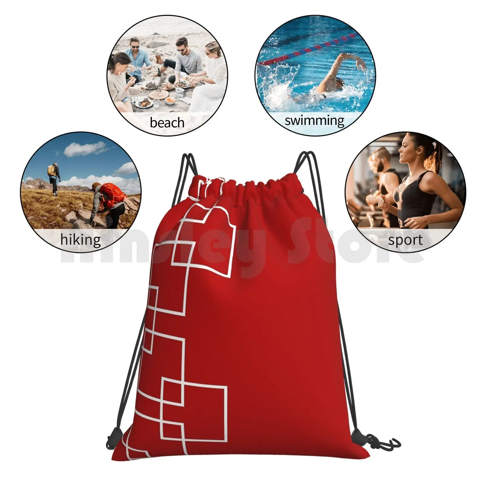 

Square Steps Backpack Drawstring Bag Riding Climbing Gym Bag Square Ladder Pattern Vertical White Modern Abstract Inline