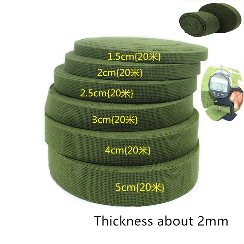 

Army Green Thickening Polyester Cotton Backpack Canvas Webbing Luggage Strap Fabric Tape Roll 20 Meters Diy Handmade Rope