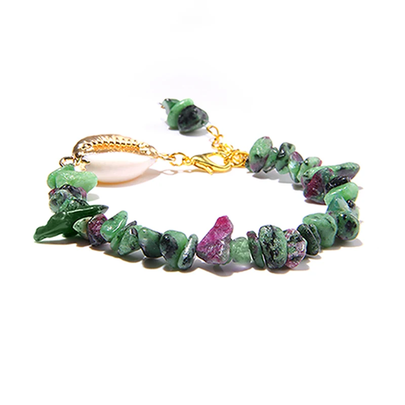 Epidote Женские браслеты, натуральный фиолетовый флюорит, Амазонит, браслет, оболочка, шарм, чип, бусины, Кристальные браслеты - Окраска металла: Epidote