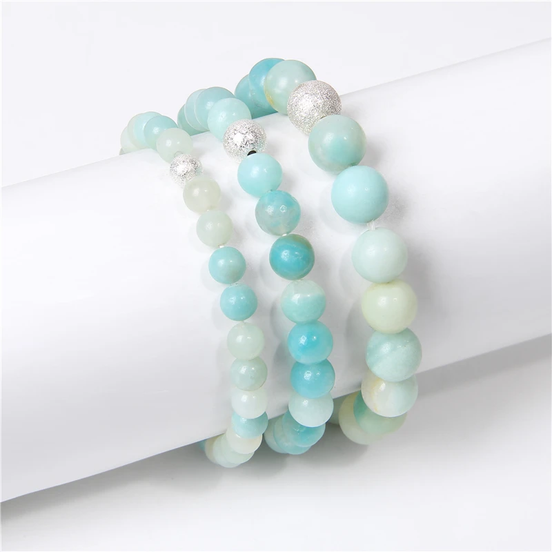 

6/8/10mm Natural Stone Bracelet Amazonite Gold Beaded Bracelets Charm Yoga Balance Energy Bracelet for Women Male Jewelry Gift