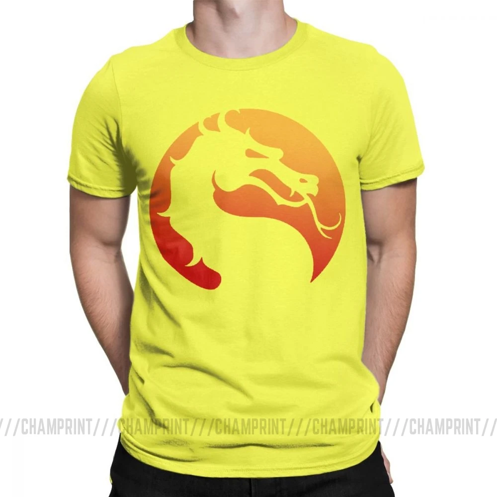 Mortal Kombat футболка с логотипом Mk11 популярная футболка для файтинга Мужская футболка из чистого хлопка новинка футболка с коротким рукавом Одежда подарок идея - Цвет: Цвет: желтый