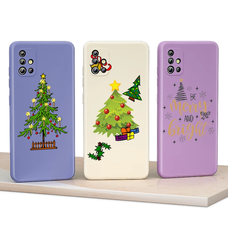 

Christmas Tree Shockproof Liquid Silicone Soft Cover For Samsung S21 Pro S20 FE S10 Note 20 10 Plus Lite Ultra 5G Phone Case