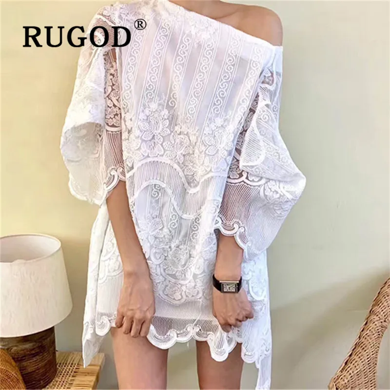 RUGOD новое осеннее белое платье с вышивкой винтажное свободное женское мини