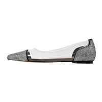onlymaker comfortable black suede white diamonds pointed toe flat pvc slip on dress ballet shoes female plus size us5us15