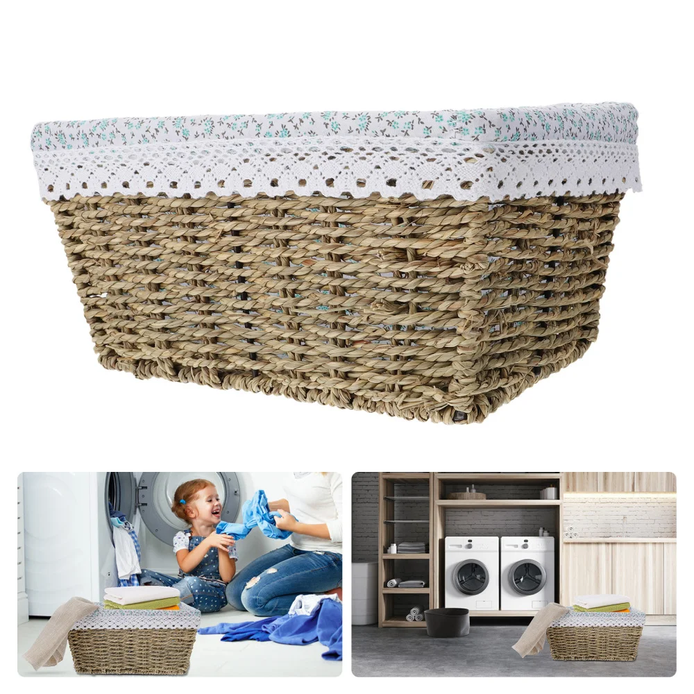 

1PC Grass Woven Desktop Basket Snack Sundries Storage Basket Bathroom Basket