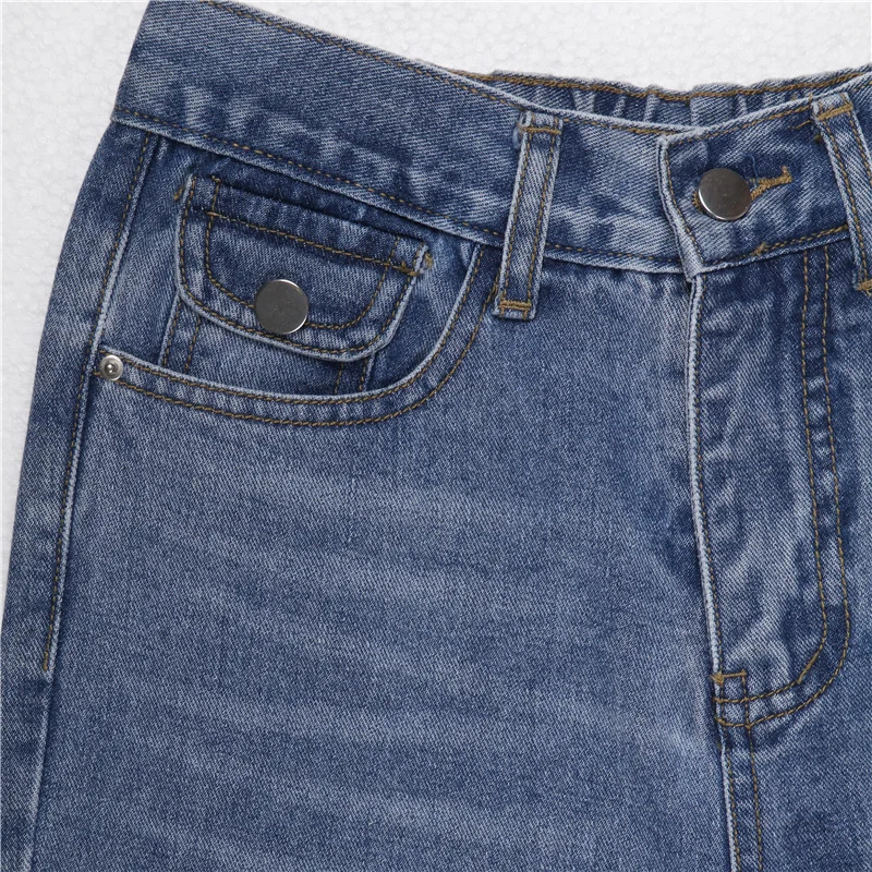 

2020 Women Stretch Waist Retro Korean Jeans Lady Students Plus Size 4XL Streetwear Loose Haerm Pants Girl Blue Autumn Trousers