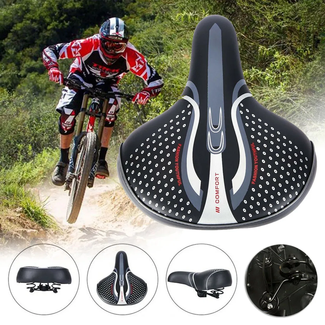 

Cushion Saddle Seat Comfortable Wide Cycling Riding Replacement Supply