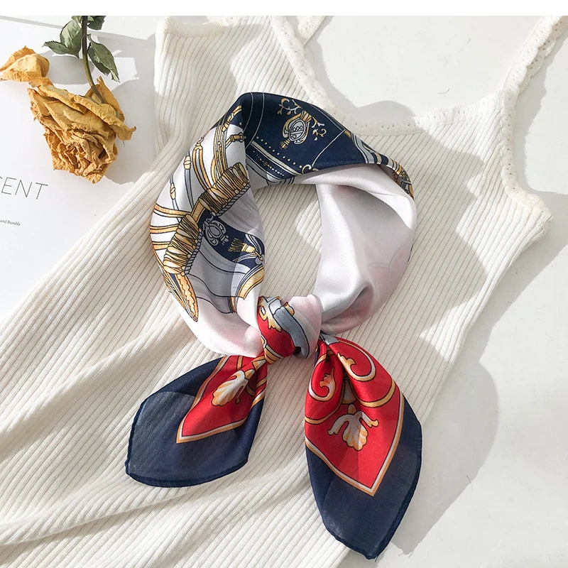 Шарф Шелковый женский квадратный шейный платок шали из фуляра Пашмина