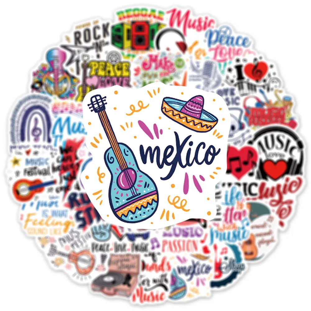 103050pcs music text graffiti stickers for guitar laptop scrapbooking fridge cartoon waterproof stickers decal kids toy gift free global shipping
