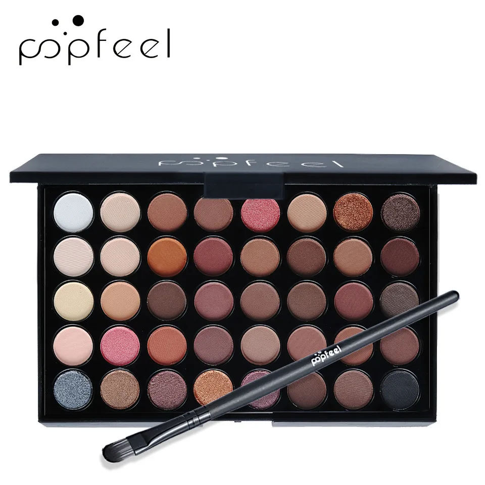 E40-1 POPFEEL Лидер продаж! 40 цветов матовые тени для век Палитра+ кисть длительный водонепроницаемый дымчатый макияж Пигмент цвет земли и конфеты блестит - Цвет: E40-1