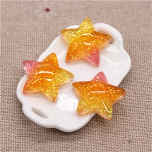 2star 20pcs 20 шт новые смолы блеск градиент сердце/звезда/лук/корона/вишня/Seashell Кабошоны украшения Шарм основы для заколок для волос деко - Цвет: 2star 20pcs
