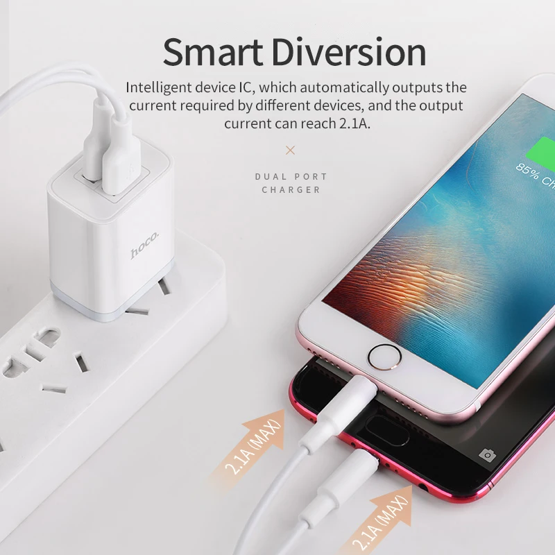 HOCO 5 V/2.1A двойное зарядное устройство USB быстрая зарядка зарядное устройство адаптер для iphone ipad mini samsung Xiaomi