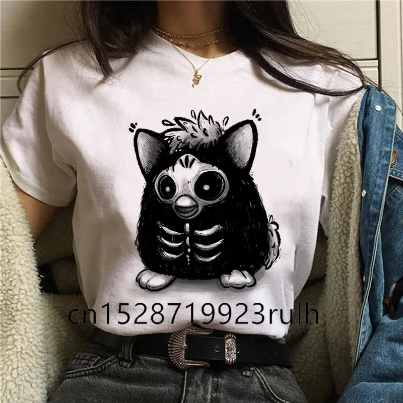 

Cute Cartoon Cat Mushroom Print Women T Shirt Short Sleeve Halloween Female Tshirt O Neck Tops Tee T-Shirt Streetwear Clothing