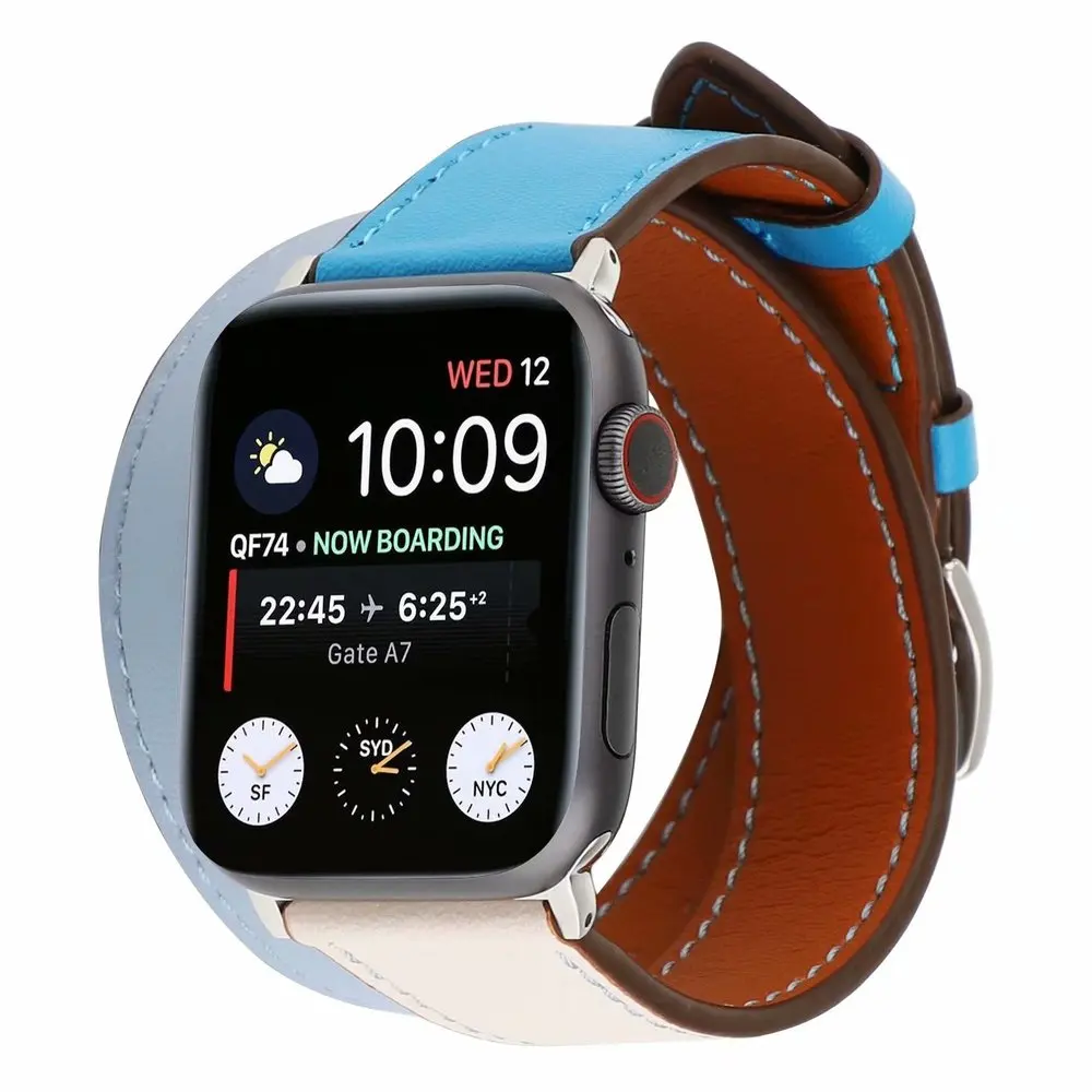 Двойной ремешок для iWatch серии 4 3 2 1 удлиненная Петля из натуральной кожи Apple Watch Band