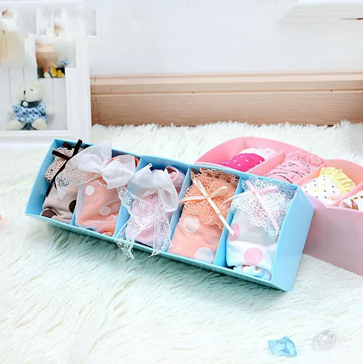 

1pc Storage Box 5-grids Multi-function Plastic Drawer Organizer Underwear Closet Bin Clothes Storage Organizer BB160B14
